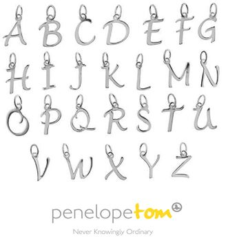 Sterling Silver Script Initial Letter Charms, 3 of 6