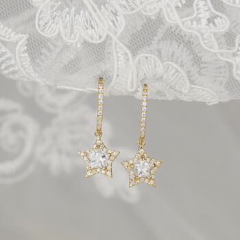 9ct Gold Bridal Star Drop Earrings, 4 of 6