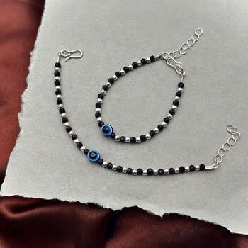 Baby Evil Eye Nazaria Black And Silver Bracelet/Anklet, 3 of 3