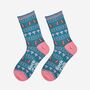 Women's Bamboo Socks Teal Robin Fair Isle, thumbnail 1 of 5