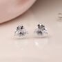 Tiny Sterling Silver Cubic Zirconia Heart Stud Earrings, thumbnail 1 of 6