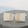 Geometric Cufflinks. Silver And 9ct Gold Pinstripe, thumbnail 4 of 7