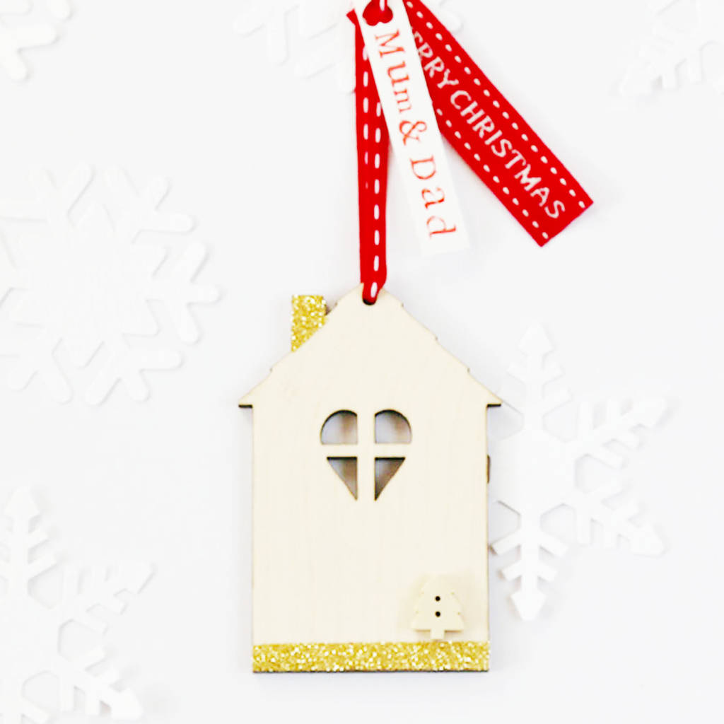 Wooden House Christmas Decoration By buttongirl designs