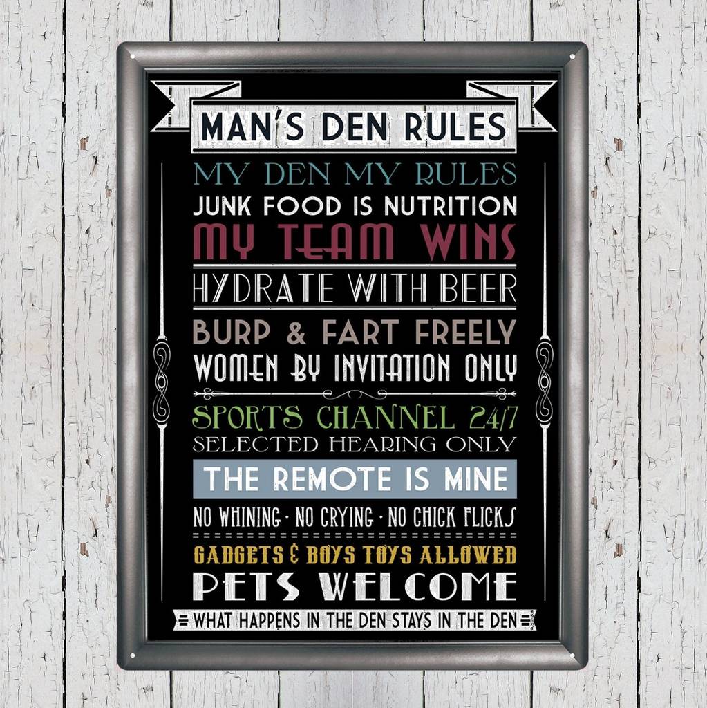 Man Den Rules Man Cave Signs By British And Bespoke