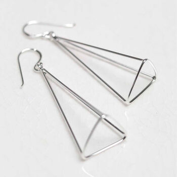 Sterling Silver Dangly Trigonal Pyramid Earrings, 5 of 9