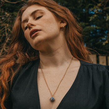 Chunky 14ct Gold Plate And Lapis Lazuli Necklace, 2 of 4