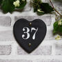 Engraved Slate Heart House Number. Choice Of Font, thumbnail 1 of 4