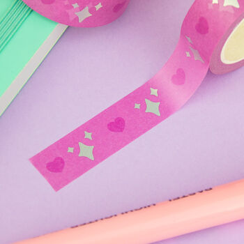 Pink Holographic Star And Heart Washi Tape, 4 of 6