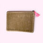 Embroidered Velvet Make Up Bag | Everyday Pouch | Good Vibes In Beige And Pinks, thumbnail 2 of 4