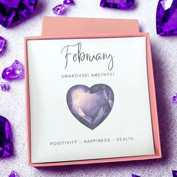 February Heart Birthstone Bracelet Sterling Silver Amethyst, 6 of 9