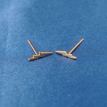 Gold Lightning Bolt Studs, Minimalistic Dainty Studs, 6 of 7