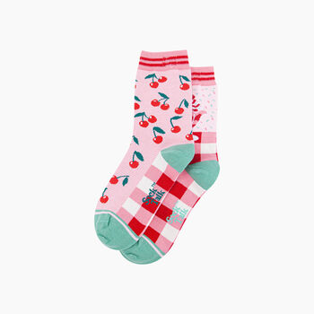 Cherry Ice Cream Sundae Combed Cotton Odd Socks In Pink, 3 of 4