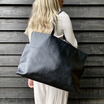 Extra Large Half Meter Black Leather Carry All Tote Bag, 9 of 9