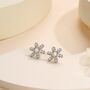 Sterling Silver Moonstone Snowflake Stud Earrings, thumbnail 4 of 11