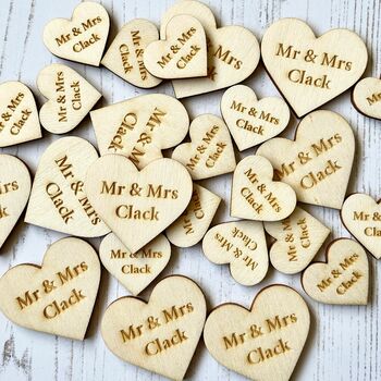 Personalised Wooden Heart Table Decoration Confetti Mix, 3 of 5
