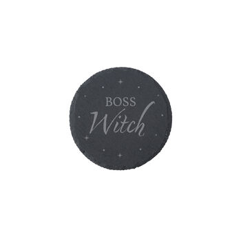 Enchanted Emporium 'Boss Witch' Round Slate Coaster, 2 of 2