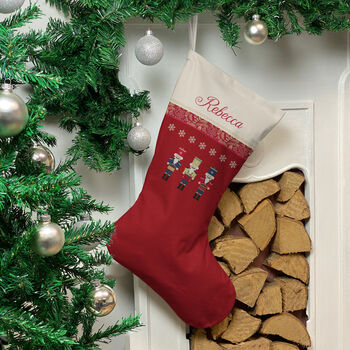 Personalised Christmas Stocking Nutcracker Design Burgundy, 2 of 4