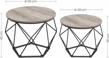 Set Of Two Round Coffee Tables Modern Steel Frame, 11 of 12