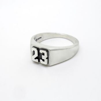Personalised Double Digit Silver Signet Ring, 2 of 7