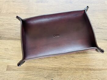 Personalised Rectangle Chocolate Brown Leather Tray, 2 of 12