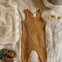 Leaf Chunky Knit Mustard Children's Dungarees, thumbnail 1 of 10
