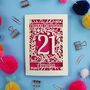 Personalised 21st Birthday Card Papercut Flower Design, thumbnail 9 of 11