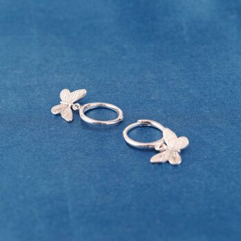 925 Sterling Silver Butterfly Hoop Earrings, 6 of 7