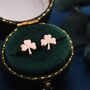 Three Leaf Shamrock Stud Earrings Sterling Silver, thumbnail 4 of 12