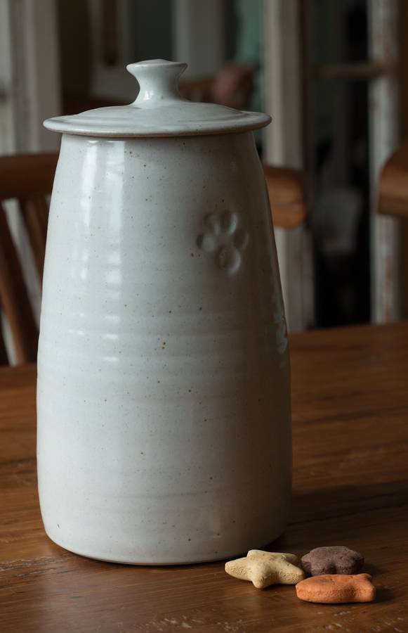 pottery dog treat jar by the dandy dog company