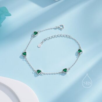 Trillion Cut Emerald Green Cz Bezel Bracelet, 6 of 12