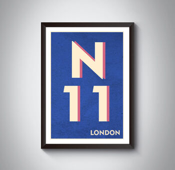 N11 Bounds Greenl London Postcode Typography Print, 10 of 10