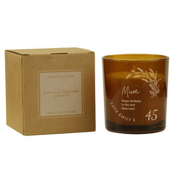Personalised Birthday Amber Glass Candle – Vanilla Scented, 7 of 8