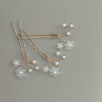 Pearl Flower Bridal Hair Pins Set Of Three, 11 of 13
