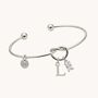 Silver Initial And Birthstone Adjustable Knotted Bangle, thumbnail 2 of 6