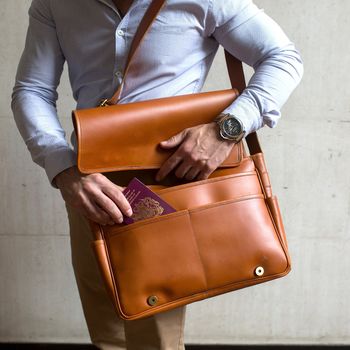 Personalised Leather Messenger Bag For Men ' Ryton ', 3 of 12