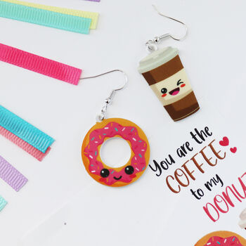 You Are The Coffee To My Donut Valentine's Earrings, 8 of 12