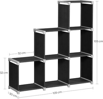 Cube Storage Rack Staircase Organiser Six Cube Bookcase, 7 of 9