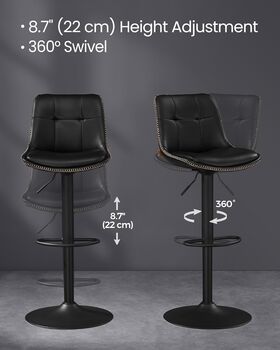 Set Of Two Bar Stools Swivel Chairs Synthetic Leather, 9 of 12