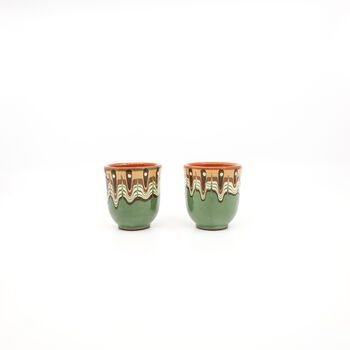 Set Of Two Ceramic Espresso Cups In Forest Green Colour, 4 of 6