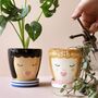 Blue Face Ceramic Planter And Tray, thumbnail 4 of 6
