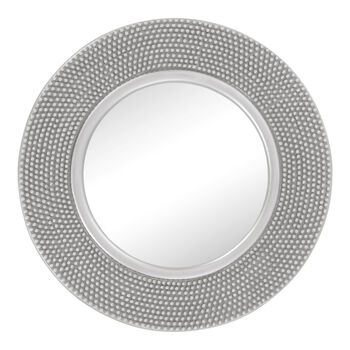 Round Decorative Wall Mirror Beaded Silver, 2 of 4