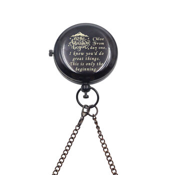 The Admiral Personalised Black Skeleton Pocket Watch For Graduation Gift, 7 of 12