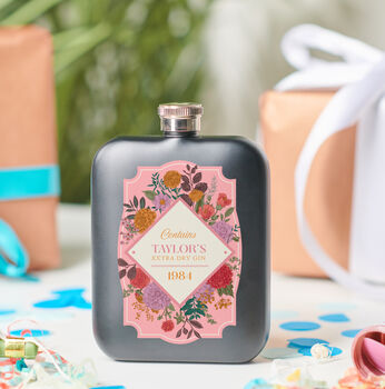 Personalised Floral Gin Hip Flask, 3 of 7