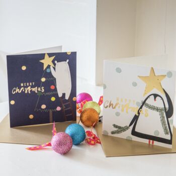 Eight Polar Bear And Penguin Mixed Charity Christmas Cards, 3 of 9