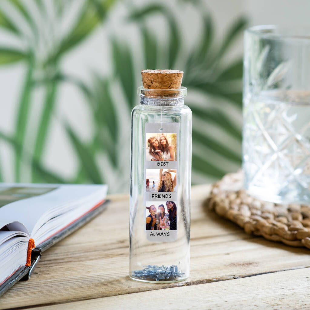 Gifts For Her Photo Strip Personalised Message Bottle, 1 of 2