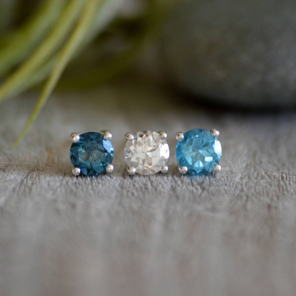 Topaz Stud Earrings November Birthstone Ear Studs By Huiyi Tan Topaz Stud Earrings November Birthstone Ear Studs