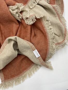 Puglia Cotton And Linen Modern, Double Sided Blanket Terracotta, 8 of 12
