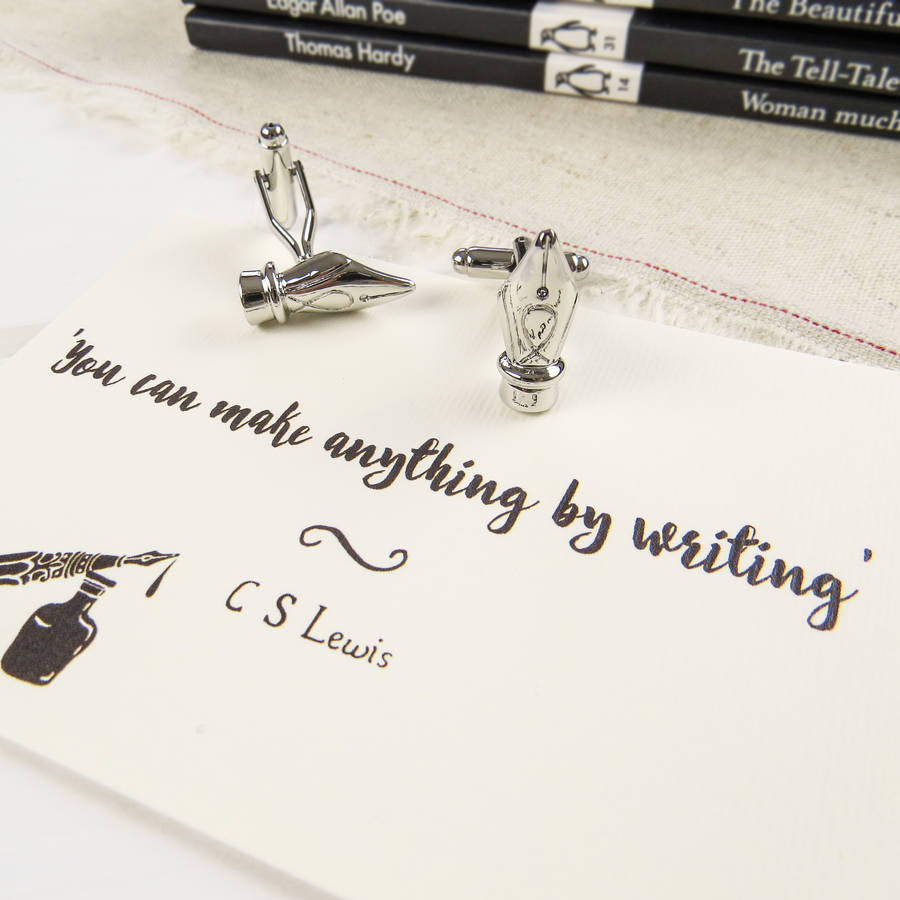 Image of Silver Ink Pen Cufflinks, Silver