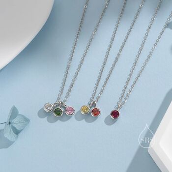 Sterling Silver Solid Sterling Silver Family Birthstone Necklace, 3 of 12