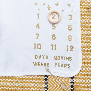 Personalised Scandi Star Baby Milestone Blanket, 2 of 4